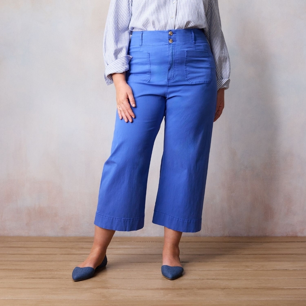 LC Lauren Conrad Super High Rise Wide Leg Crop Pants NWT